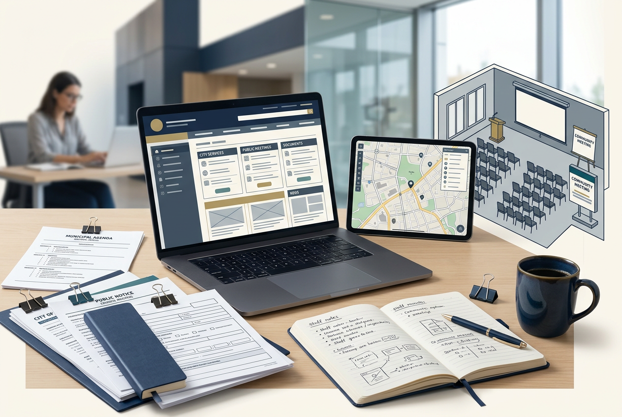 Municipal website planning materials, records, forms, and public communication workflow